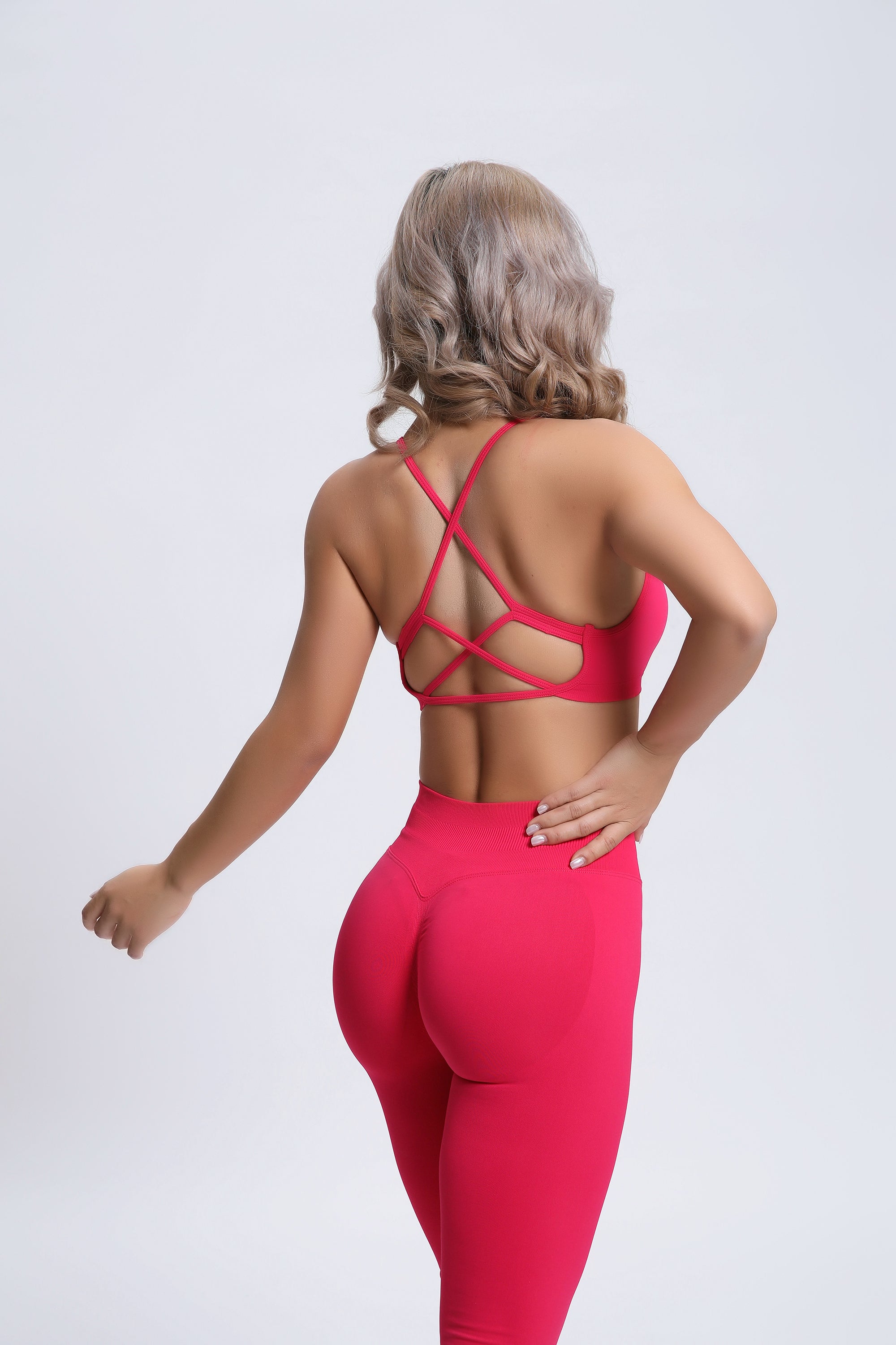 Joy | Crossback Sports Bra – Pink Red