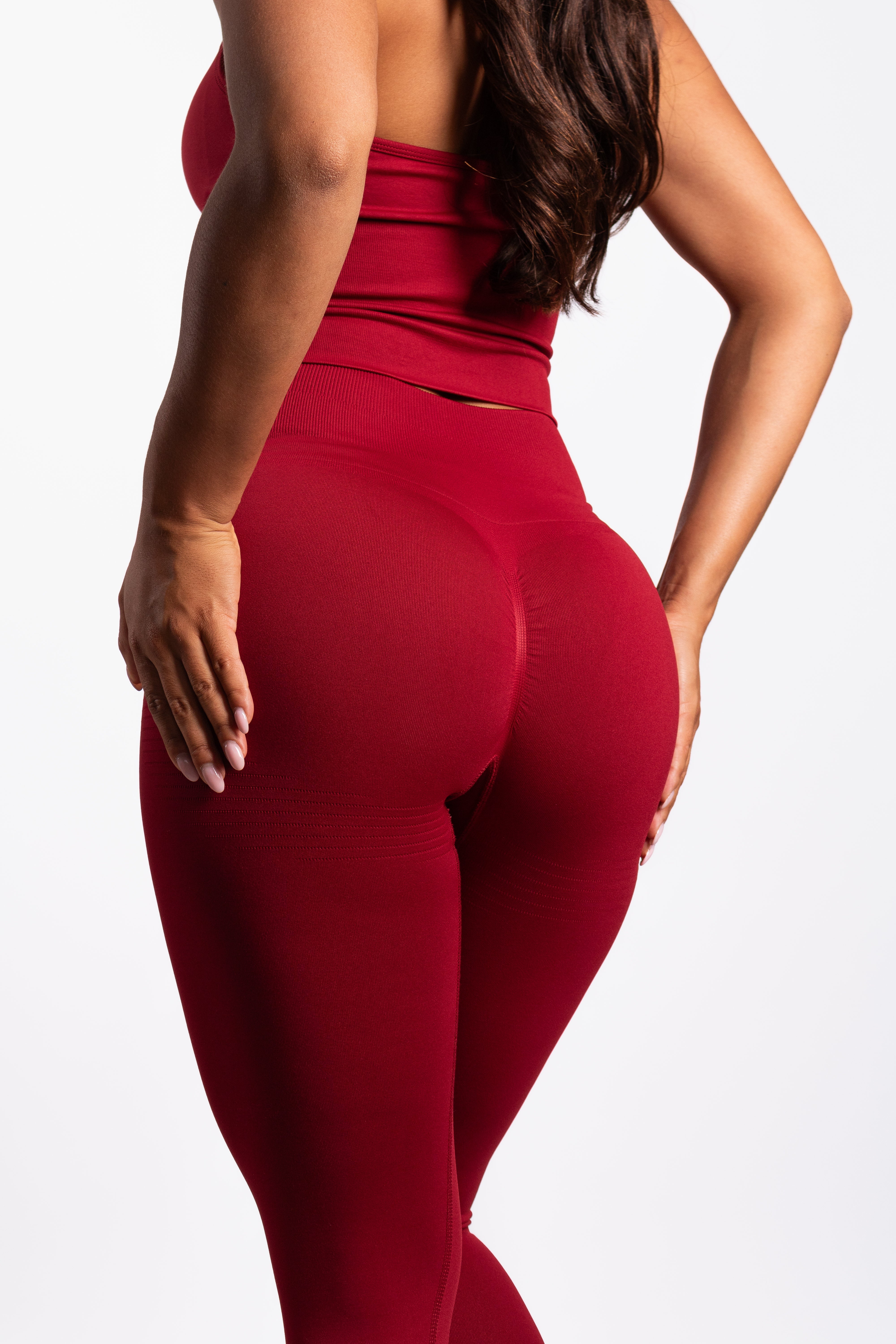 Bibi | Geribde Naadloze Legging – Rood - afbeelding 7