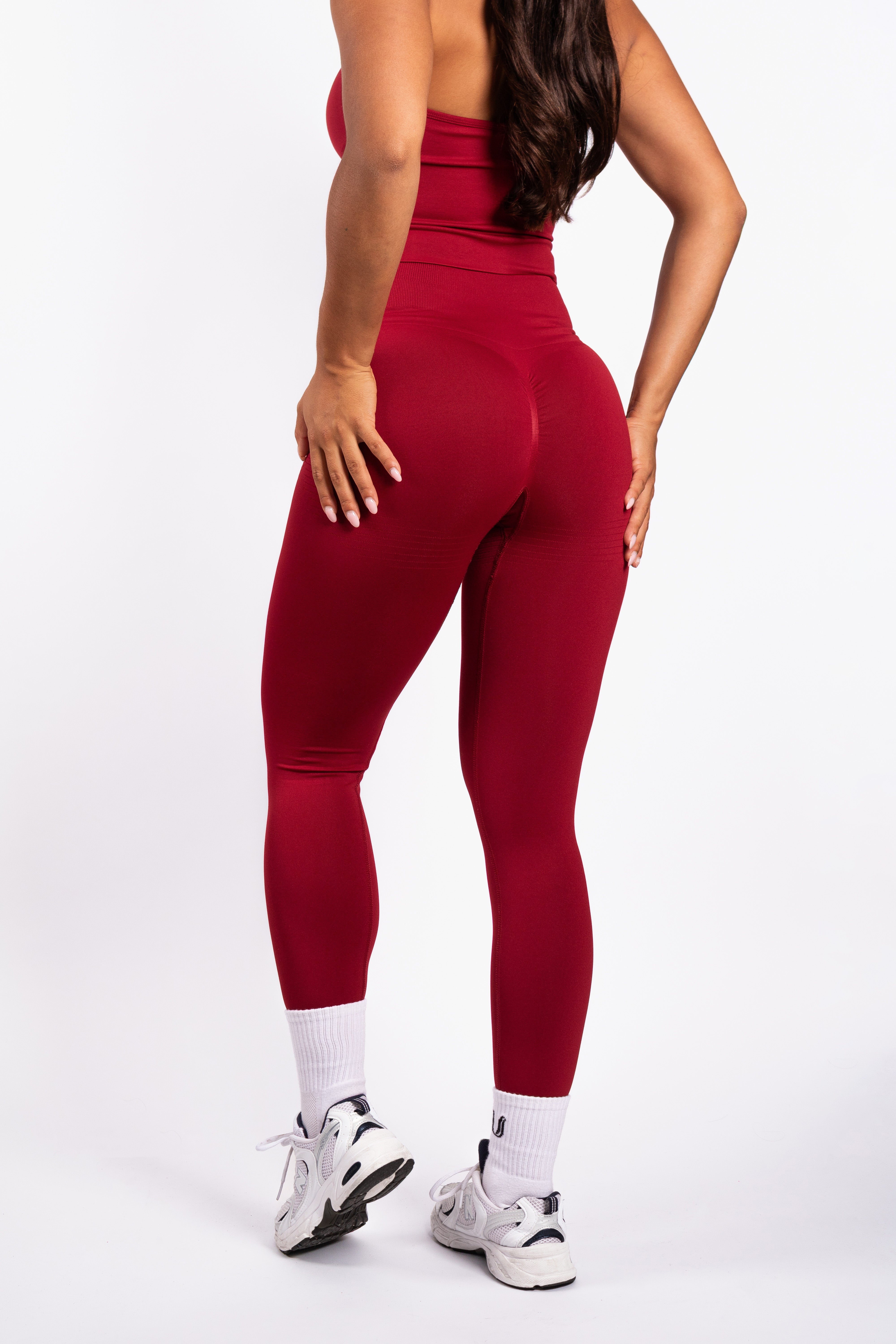 Bibi | Geribde Naadloze Legging – Rood - afbeelding 2
