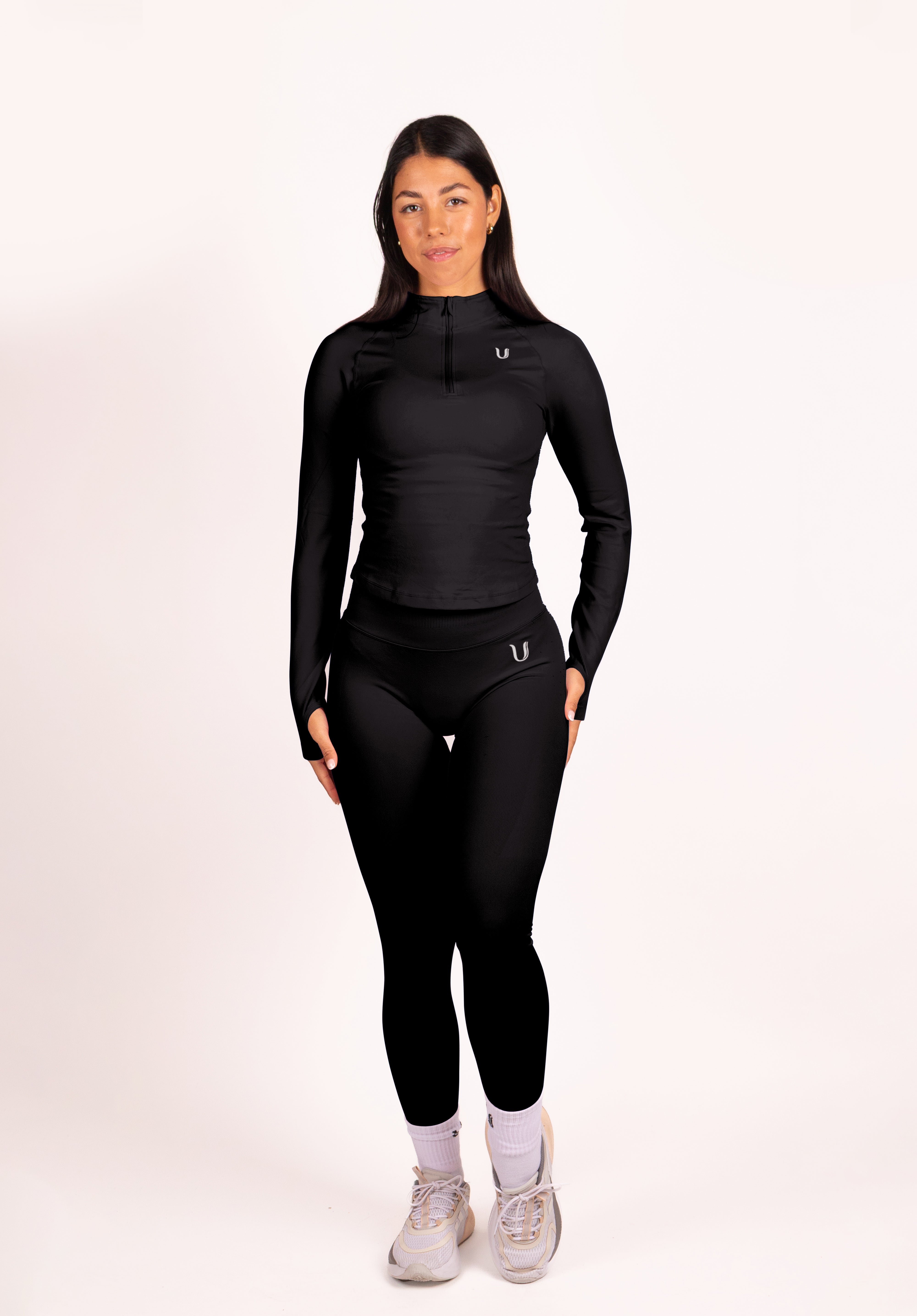 Beau Half Zip Lange Mouwen Top Zwart - Dames sportkleding afbeelding 7