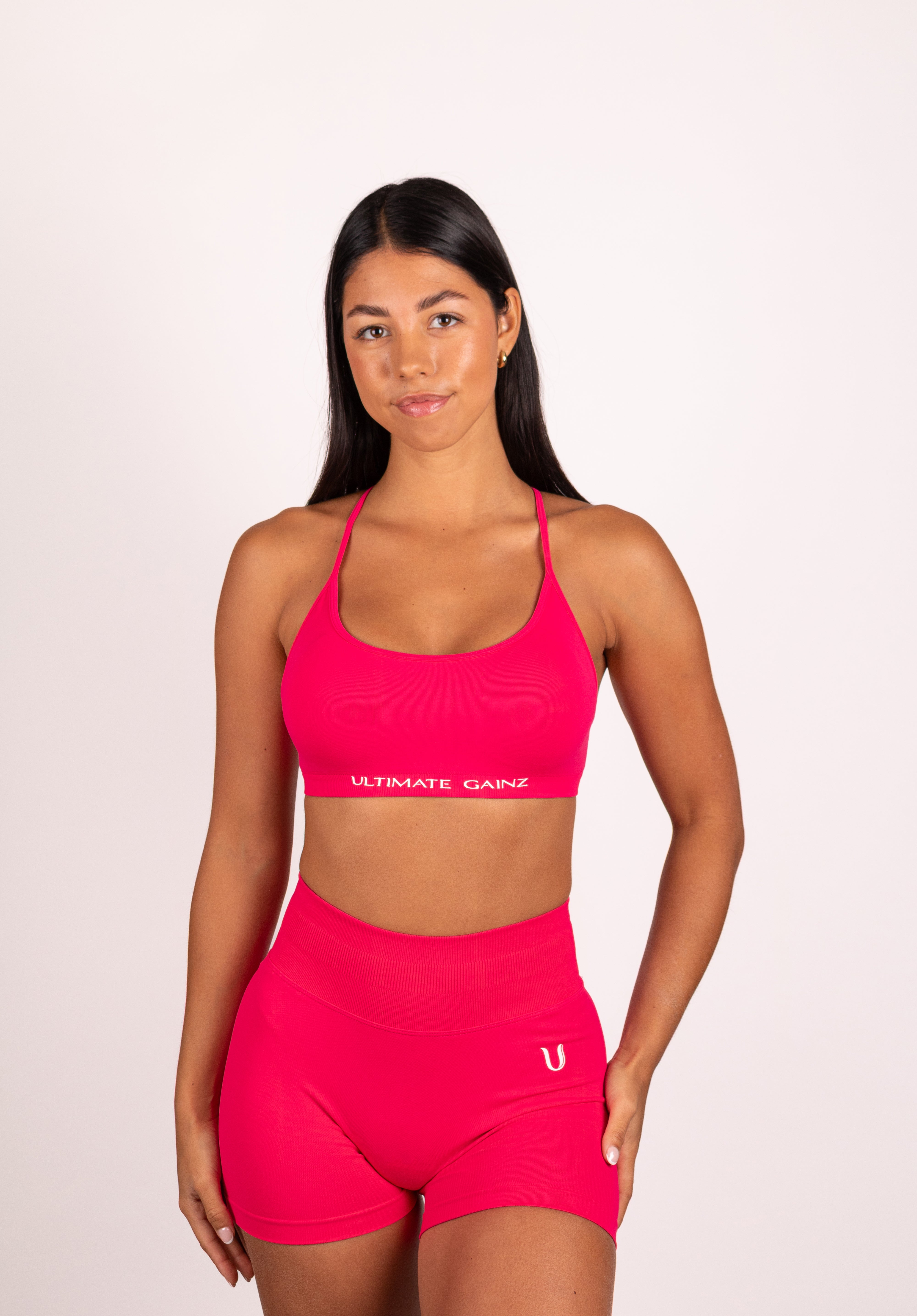 Joy | Crossback Sports Bra – Pink Red