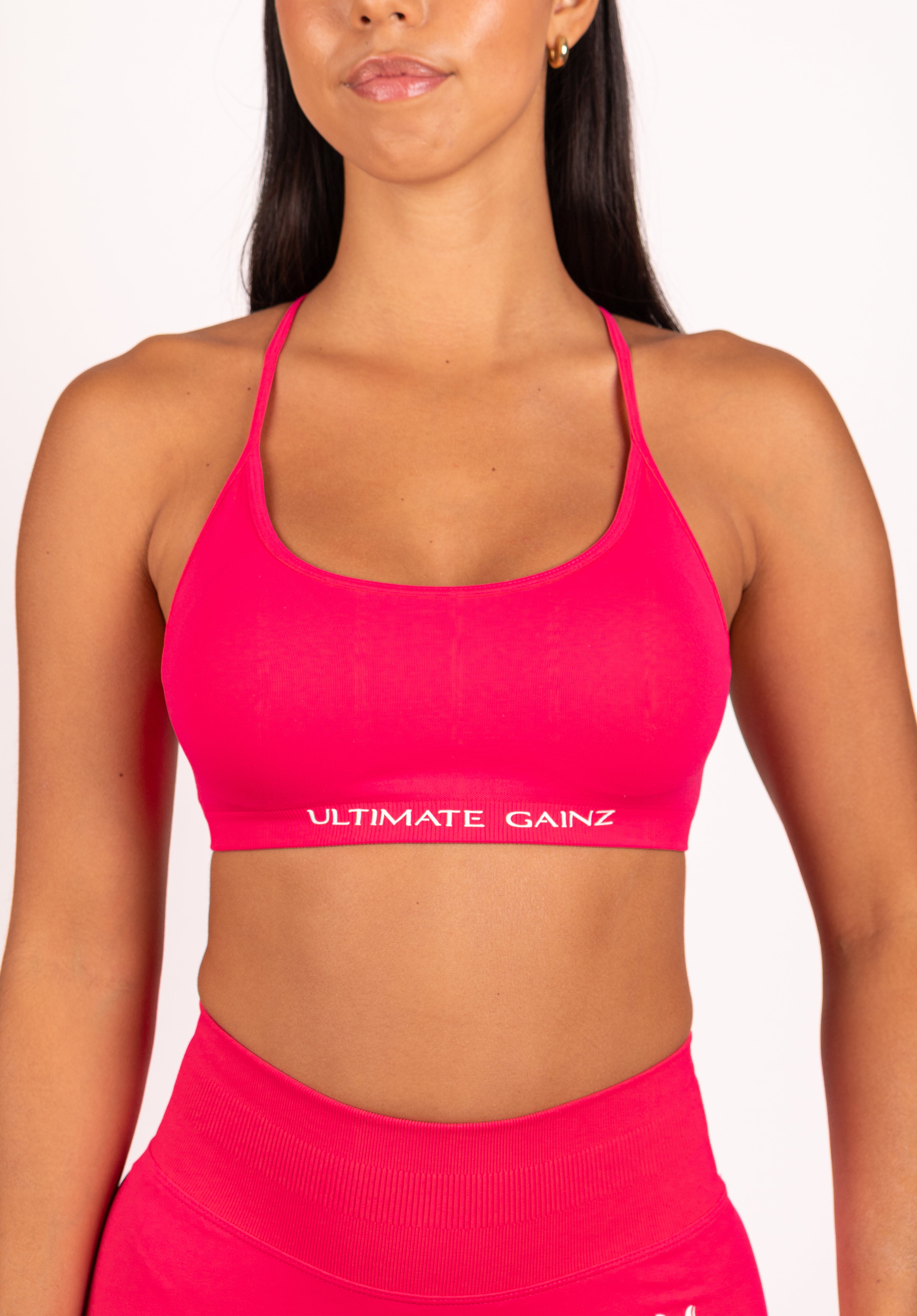 Joy | Crossback Sports Bra – Pink Red