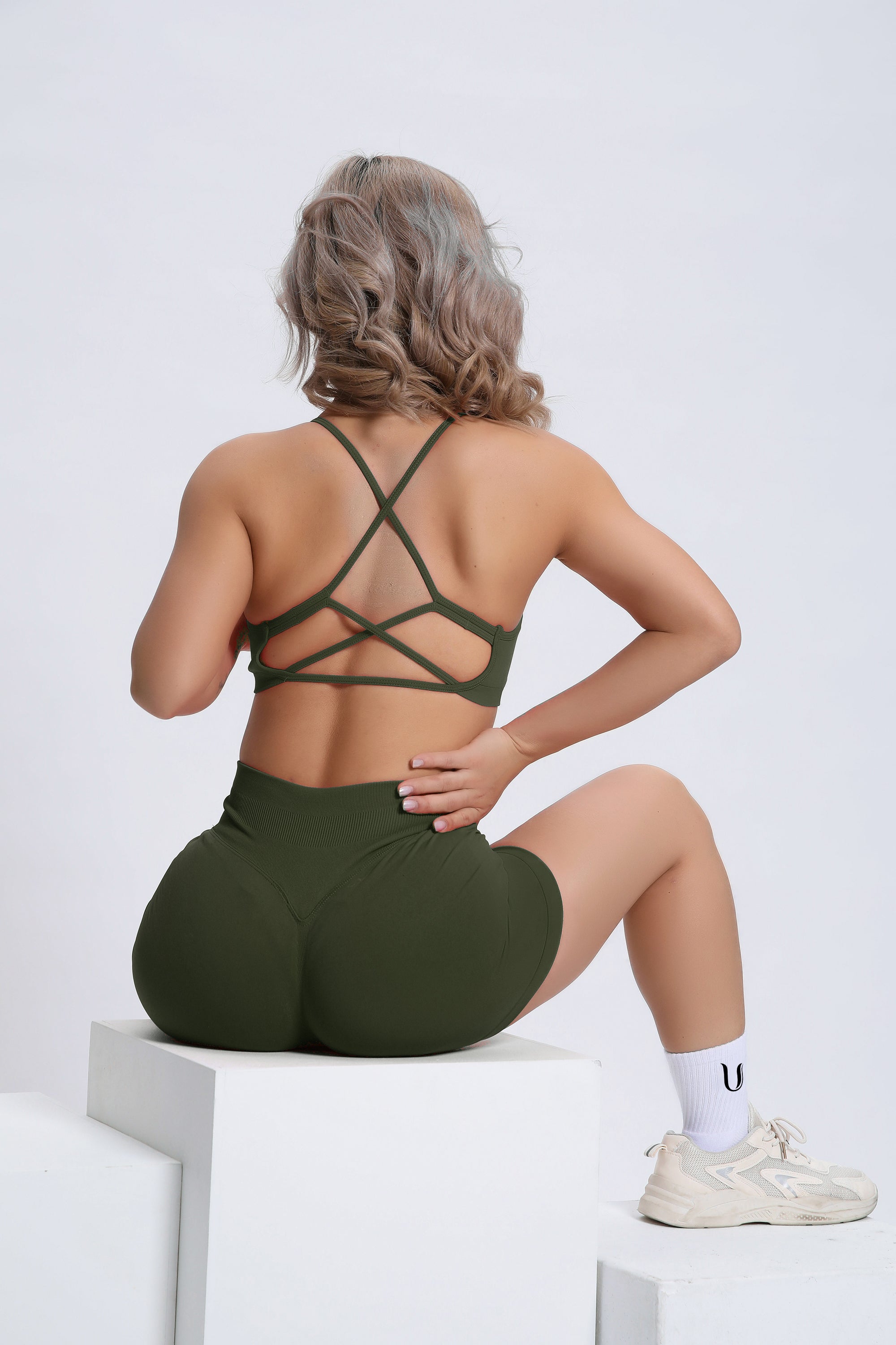 Joy | Sculpt-Shorts mit Scrunch – Grün