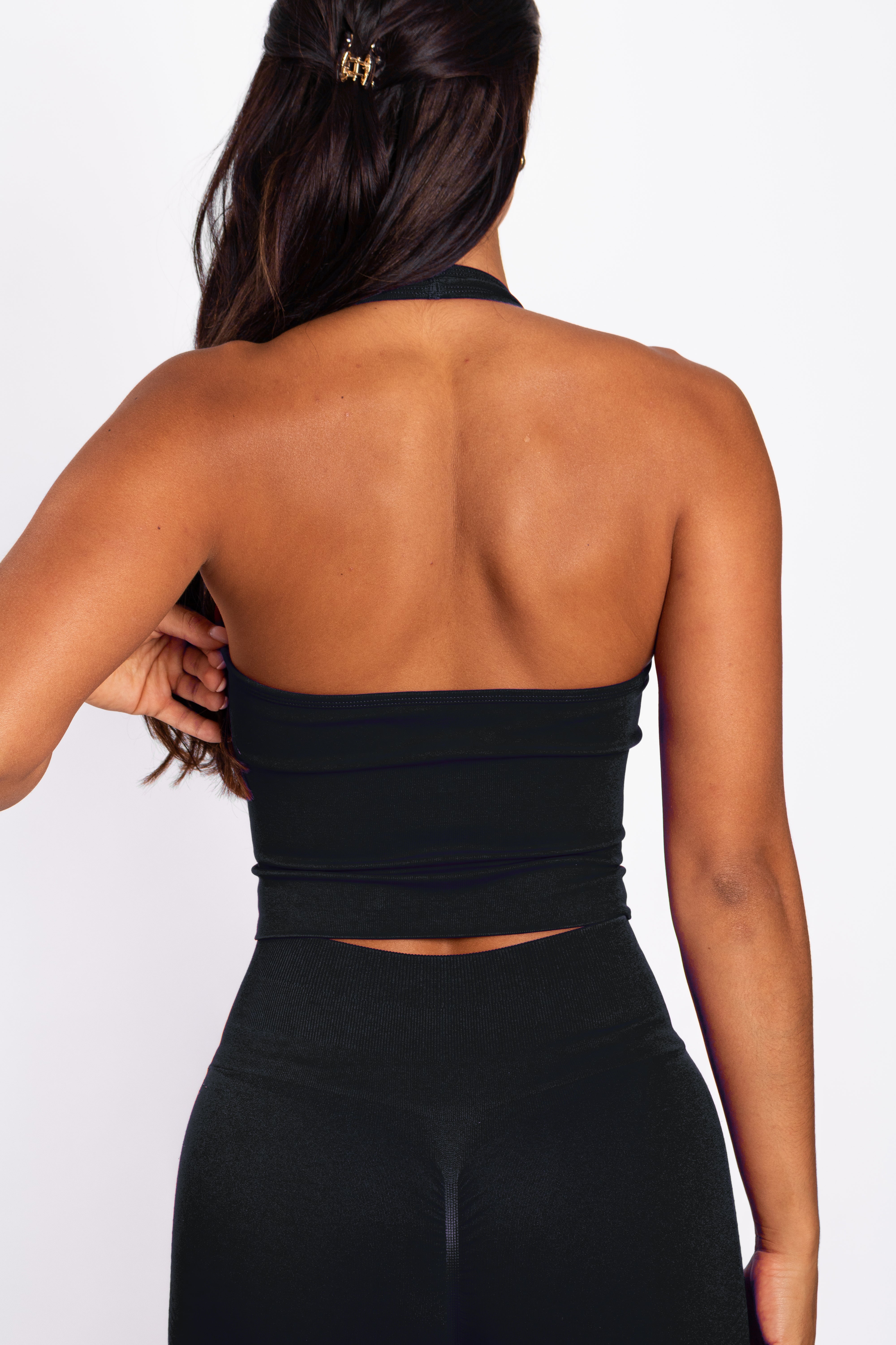 Bibi | Brassière Halter Côtelée Seamless – Noir