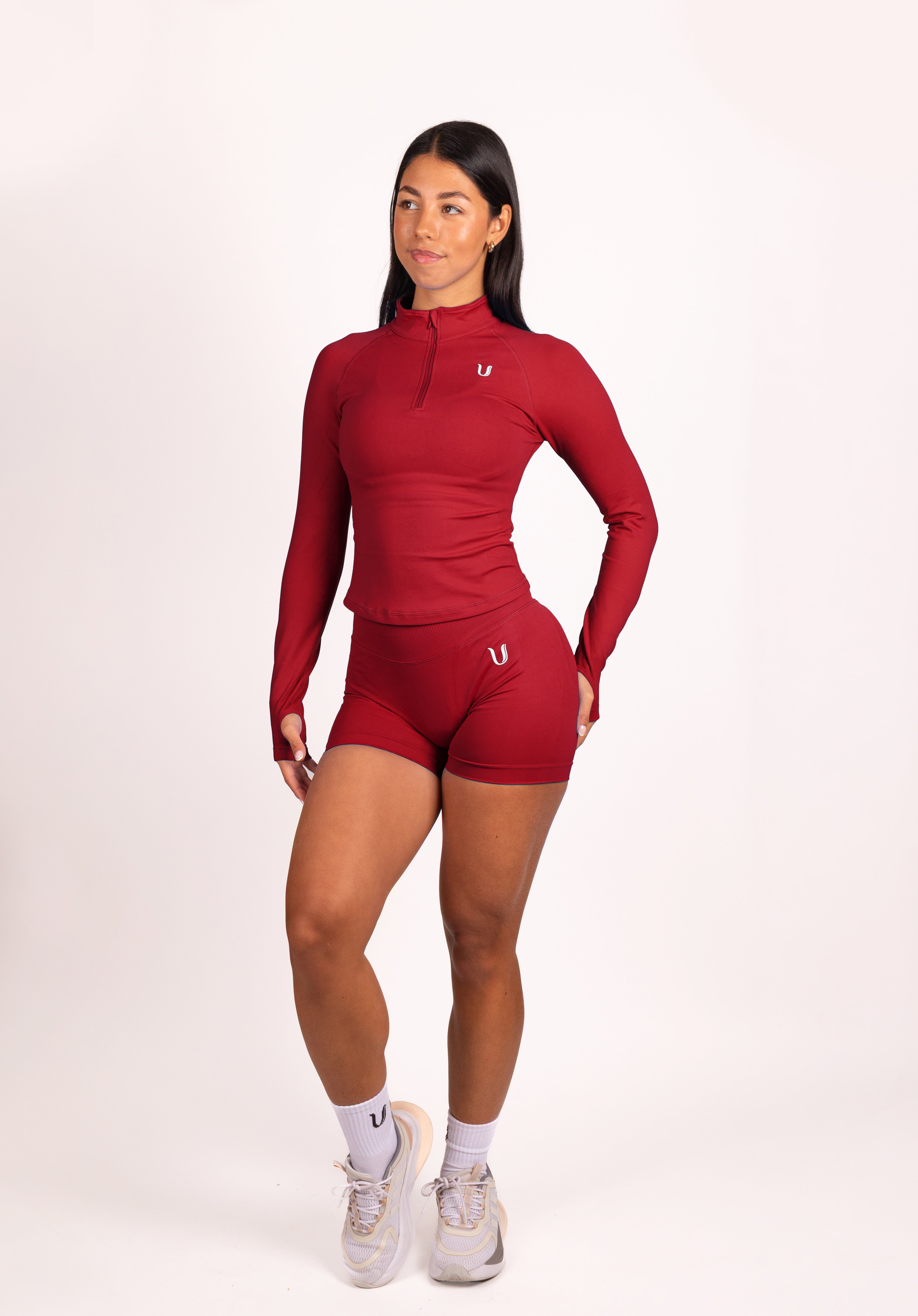 Beau | Half Zip Langarm Top - Rot
