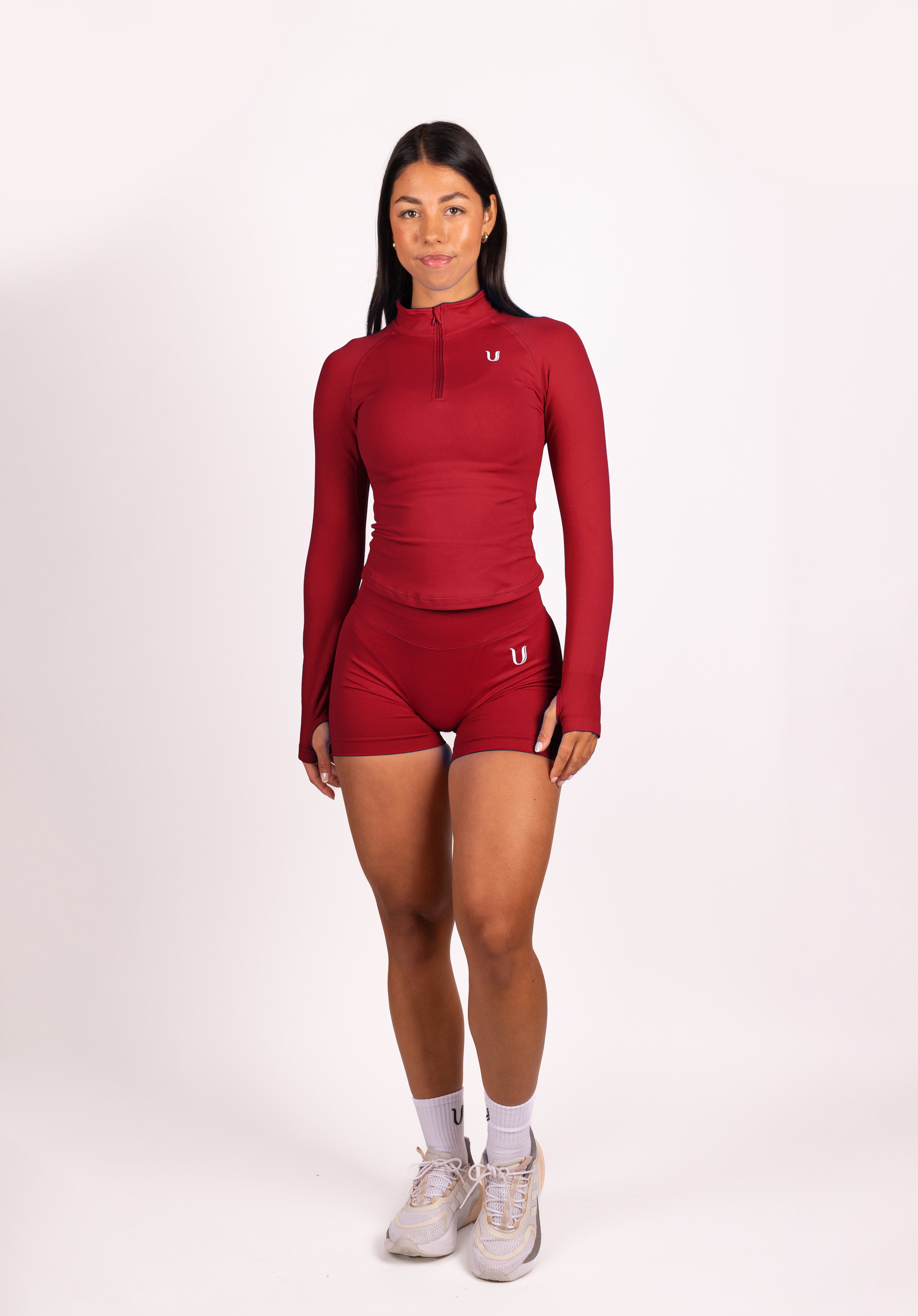 Beau | Half Zip Langarm Top - Rot