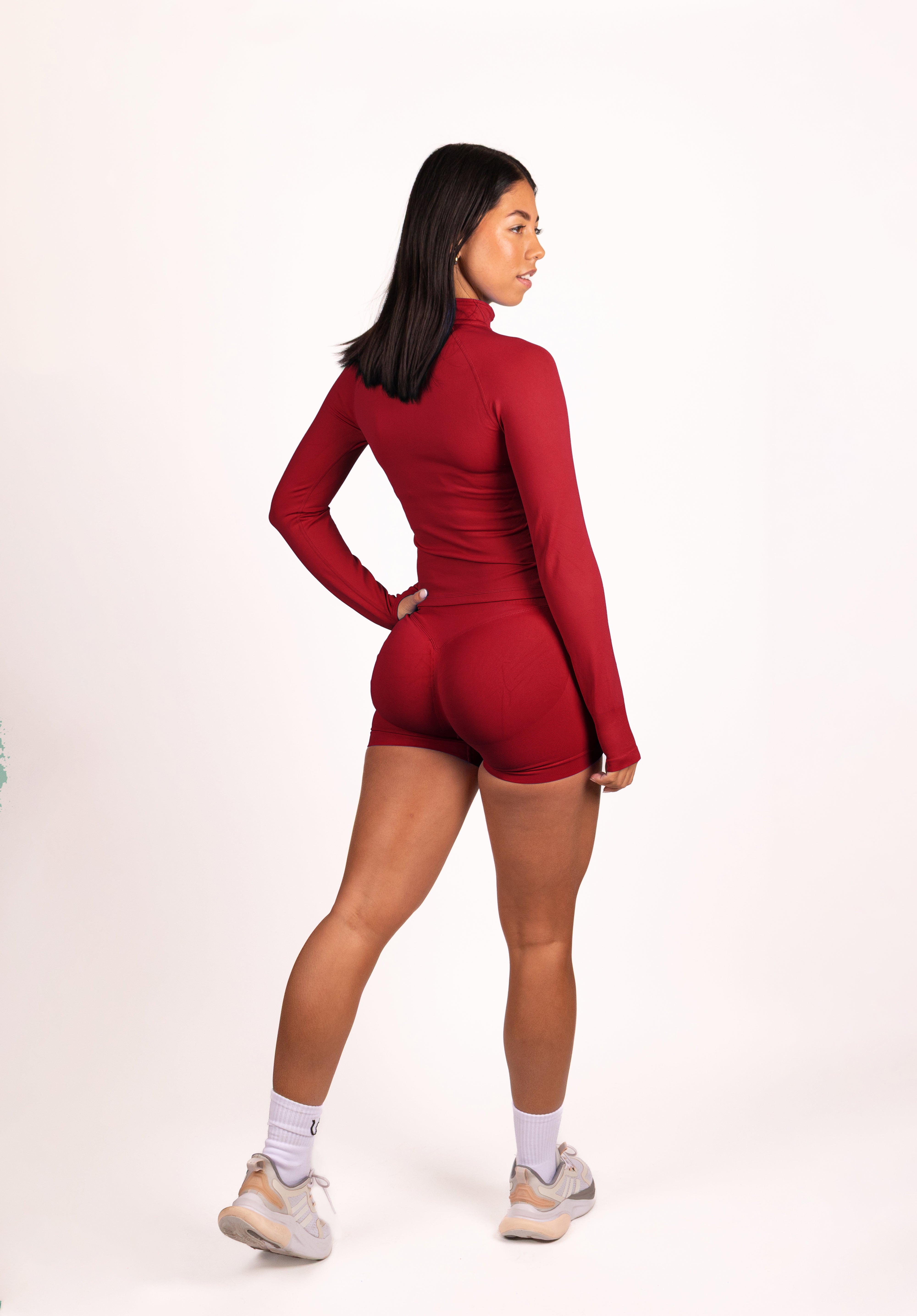 Beau | Half Zip Langarm Top - Rot