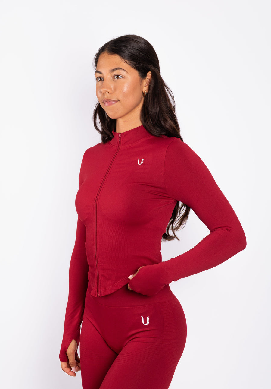 Bibi | Top Halter Côtelé Sans Coutures – Rouge