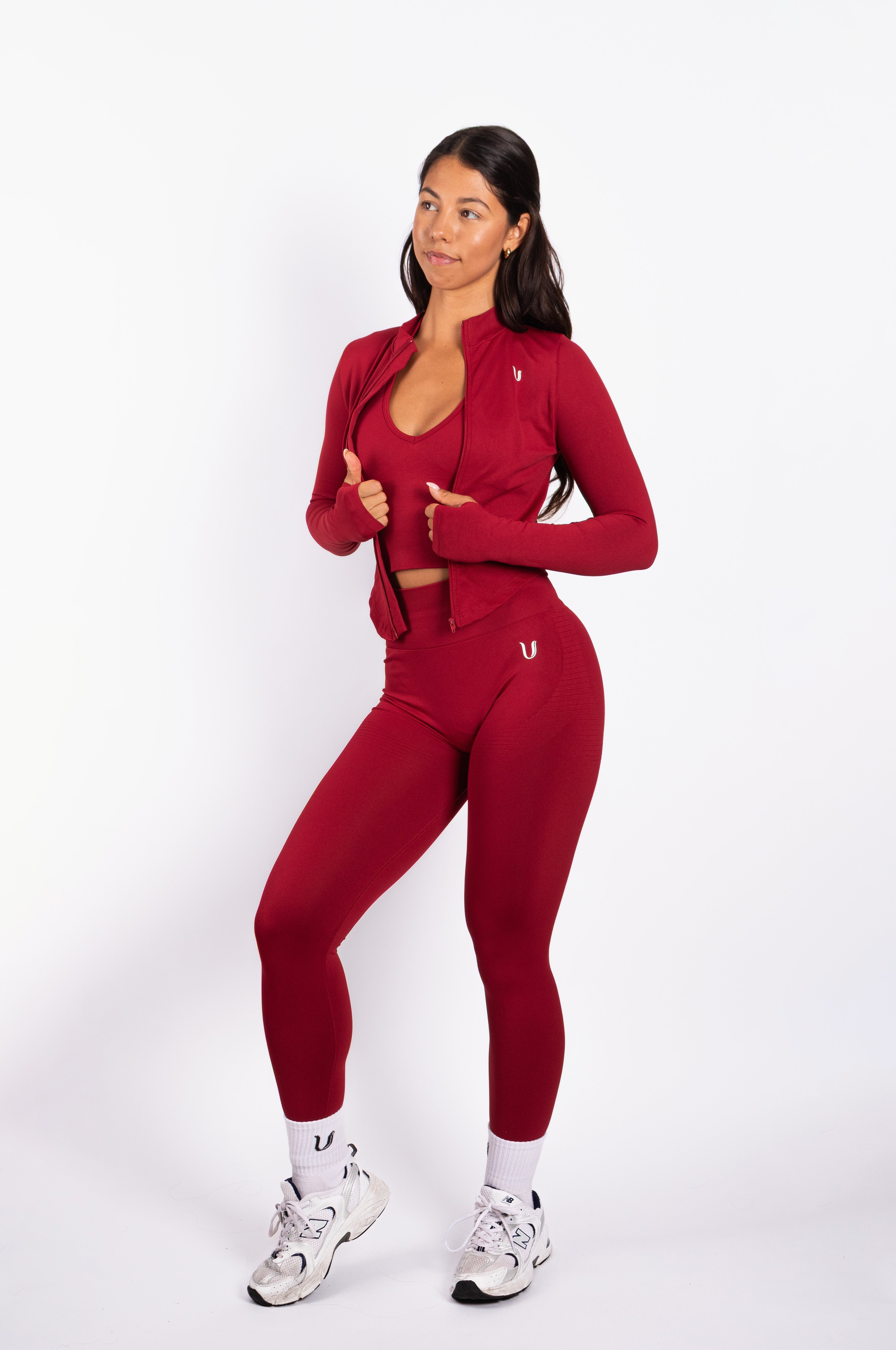 Bibi | Ribbed Seamless Zip Jacket – Red