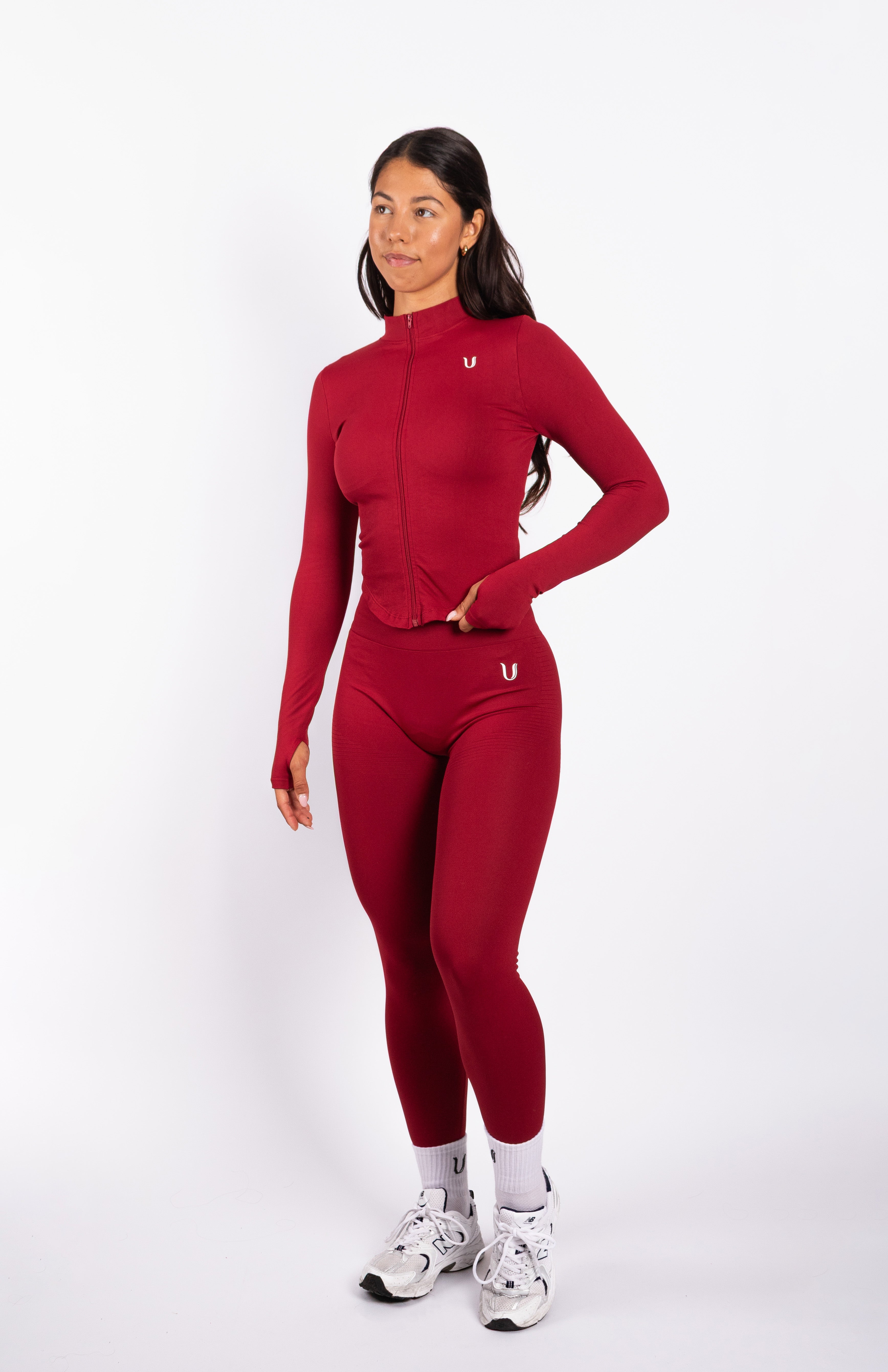 Bibi | Geripptes Nahtloses Zip Jacket – Rot