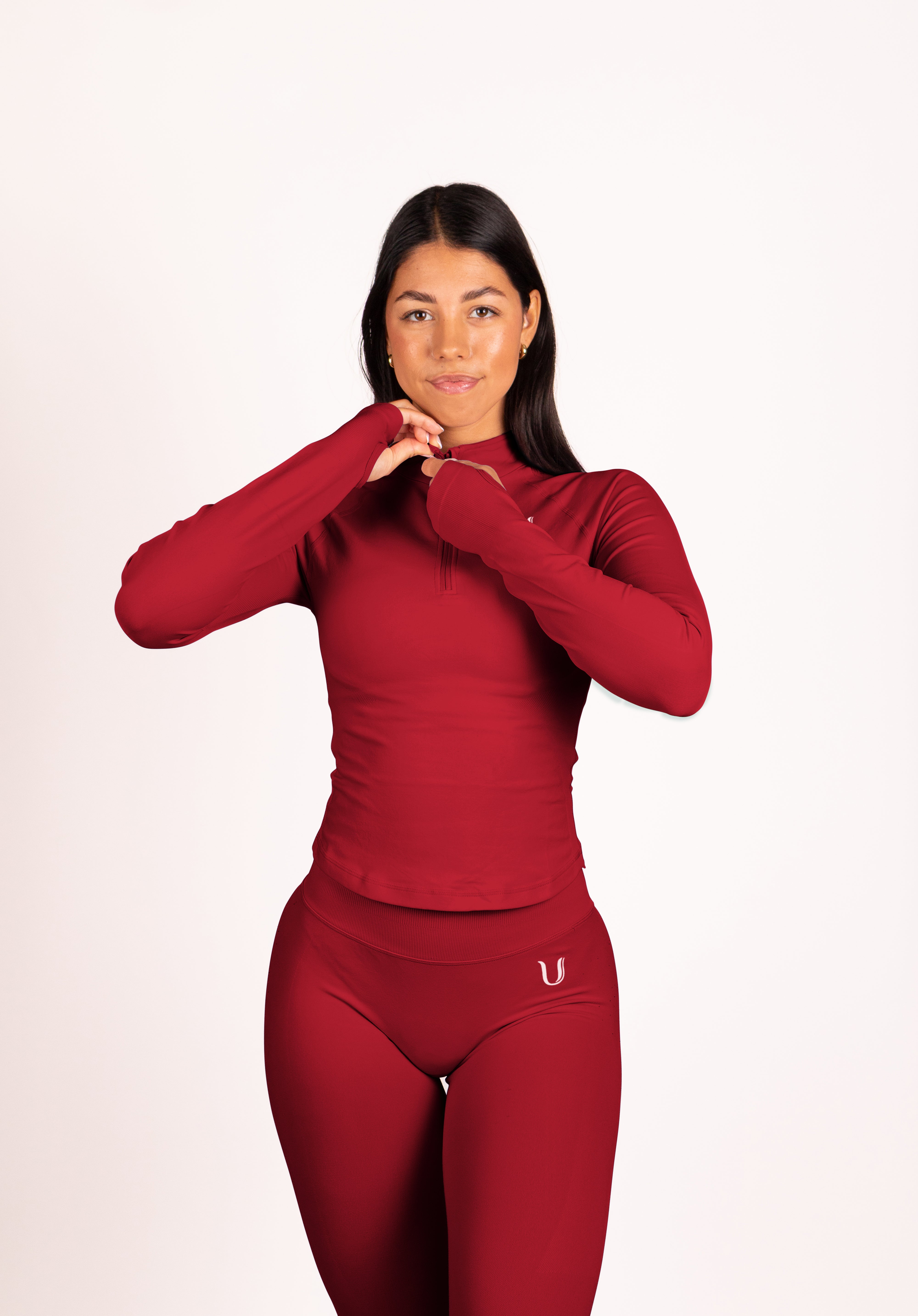 Beau | Half Zip Langarm Top - Rot