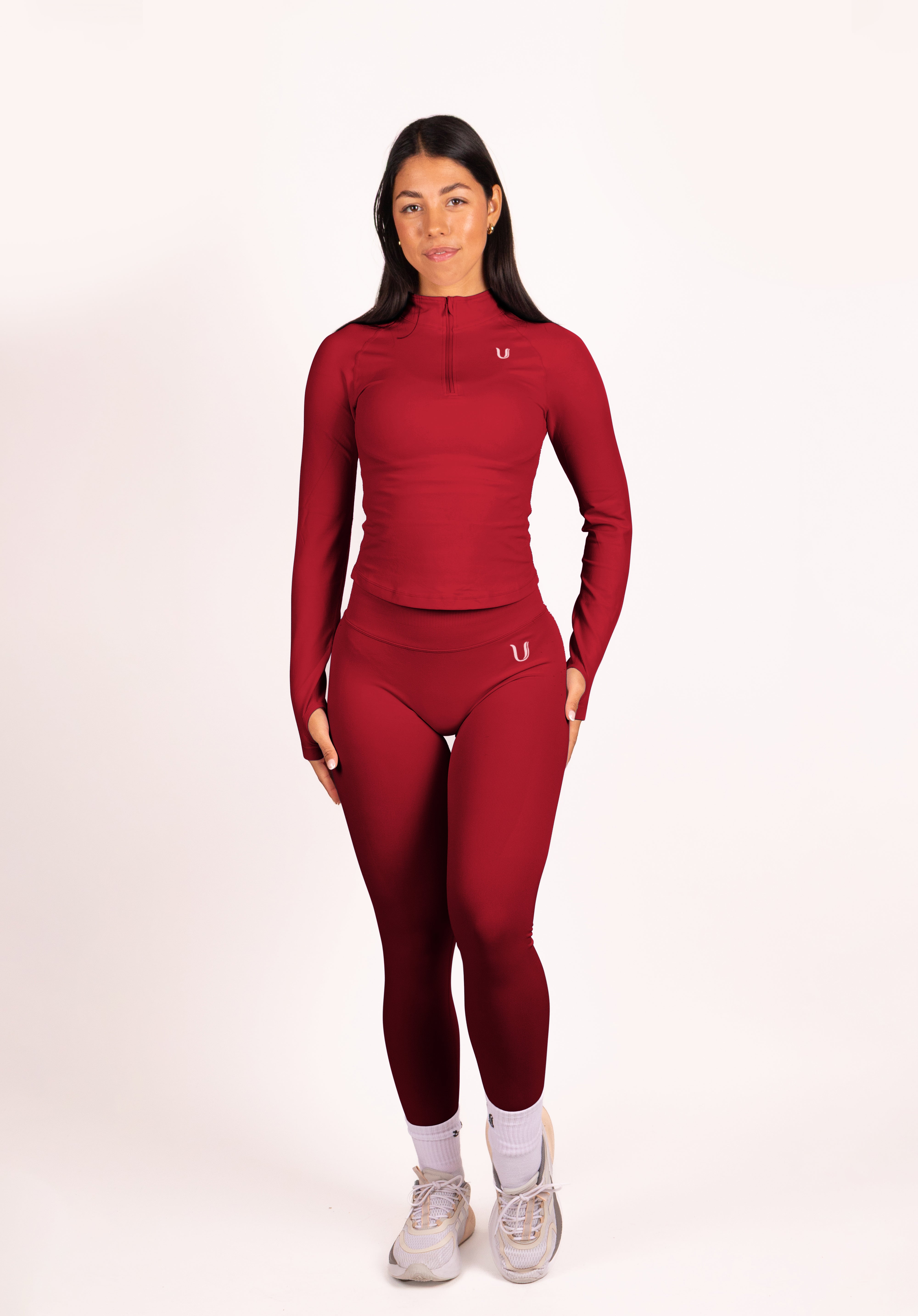 Beau | Half Zip Langarm Top - Rot