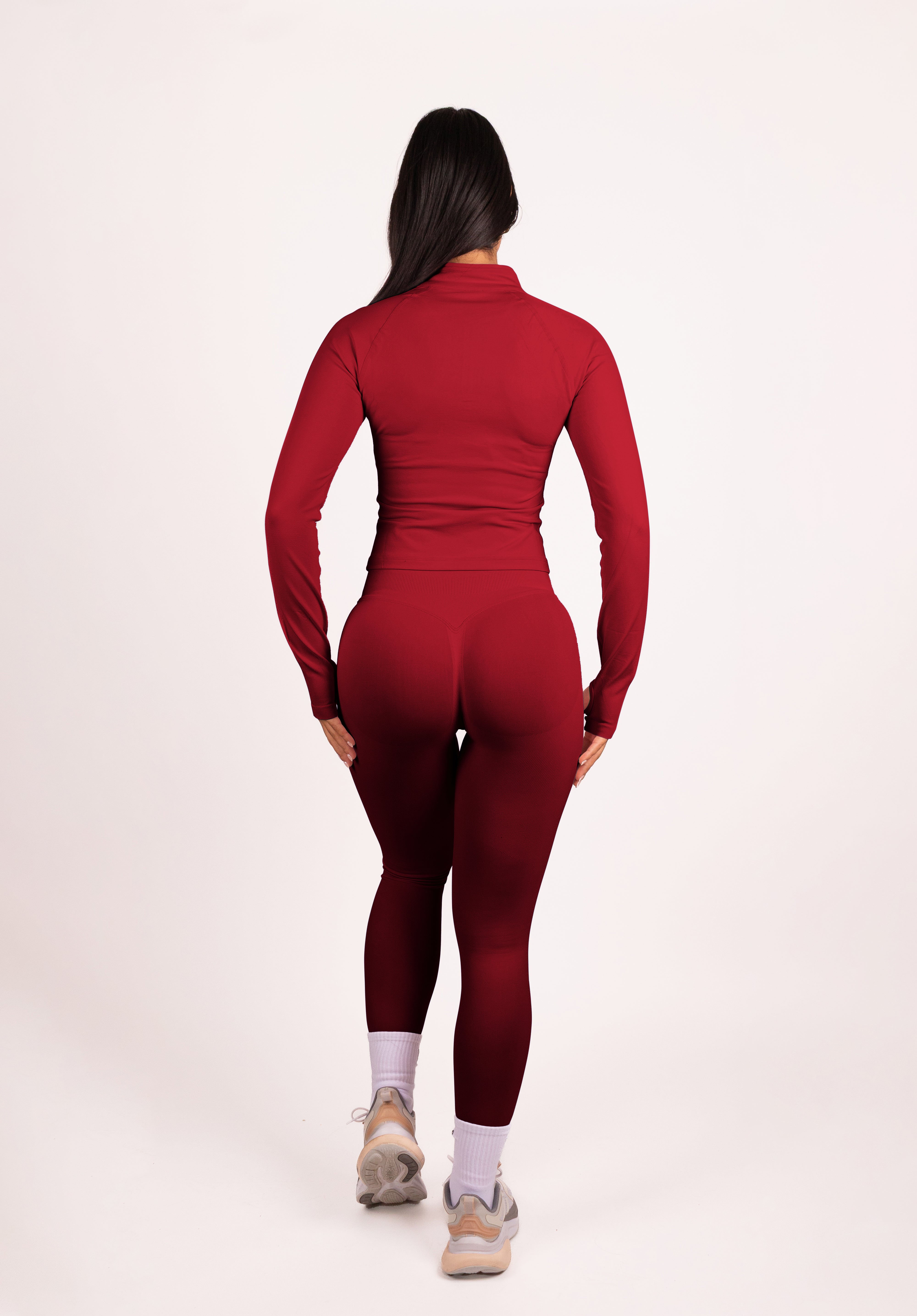 Beau | Half Zip Langarm Top - Rot