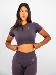 Luna | Premium Seamless Crop Top - Dusty Purple