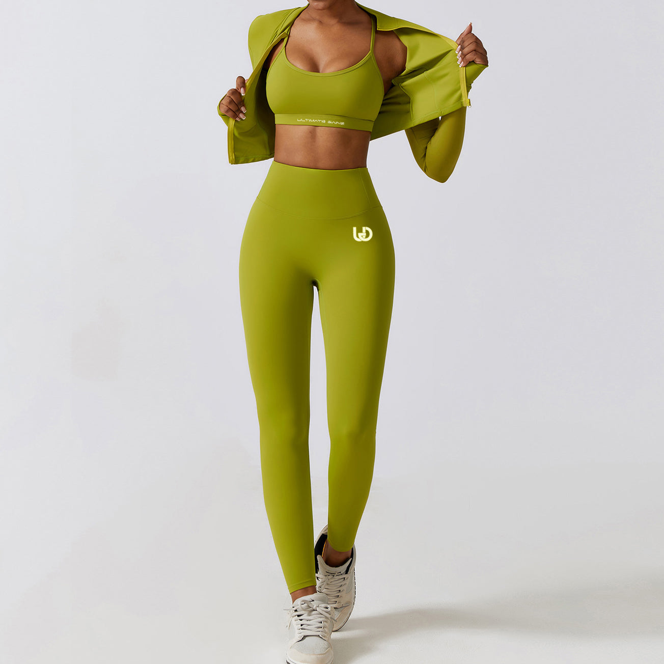 Hailey-Set | Langer Arm Top Leggings - Matcha