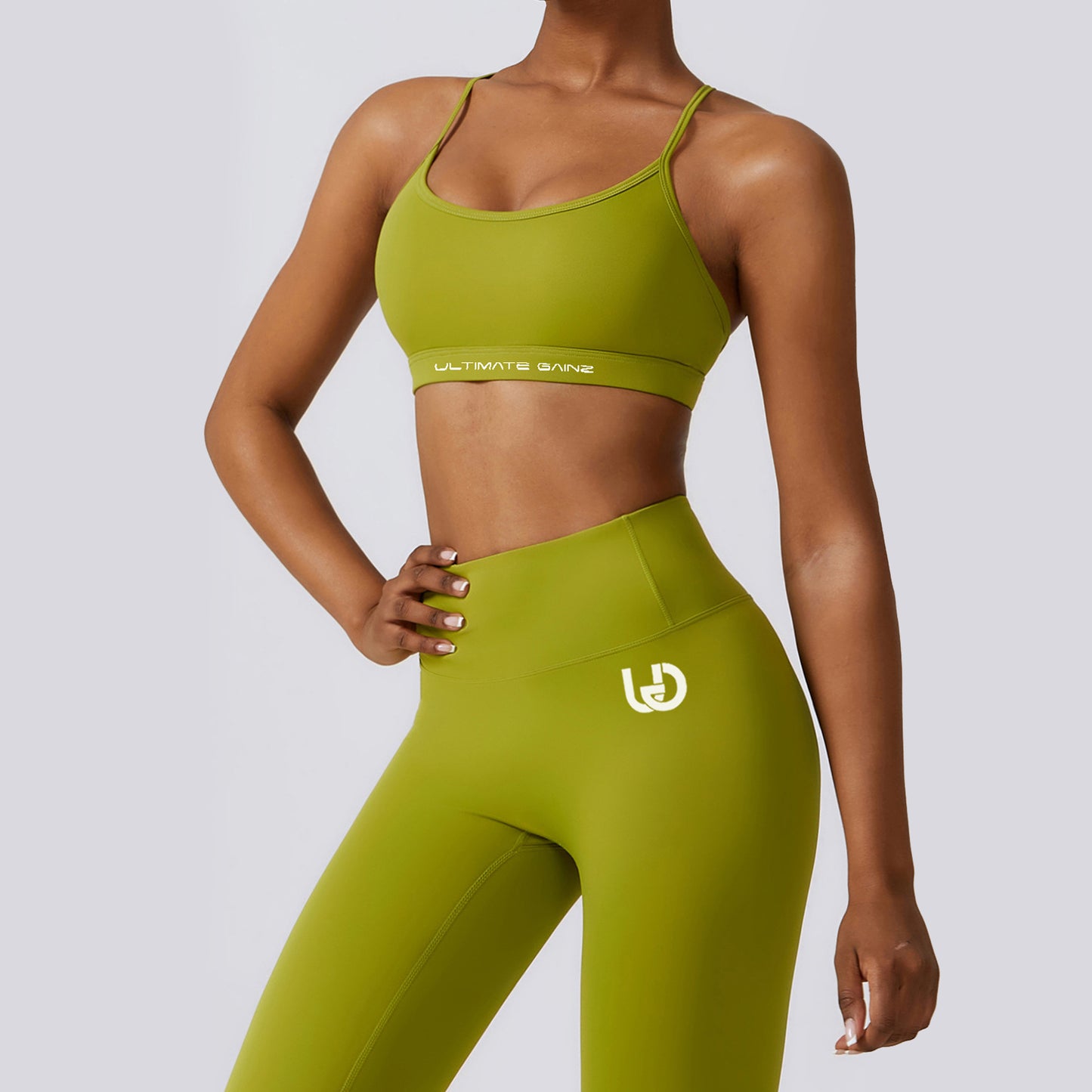 Hailey-Set | Nahtlos Top Leggings - Matcha