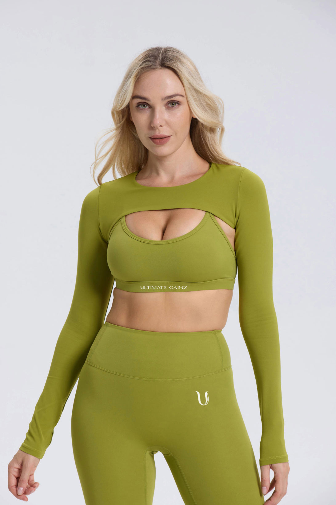 Hailey | Long Sleeve Crop Top - Green