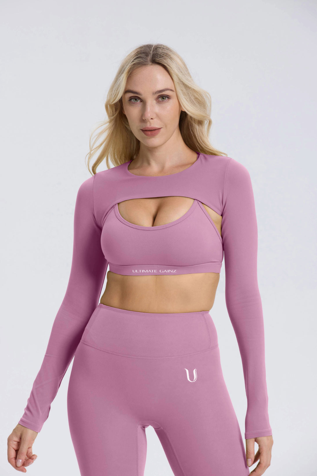 Hailey | Langarm-Crop Top - Hellviolett