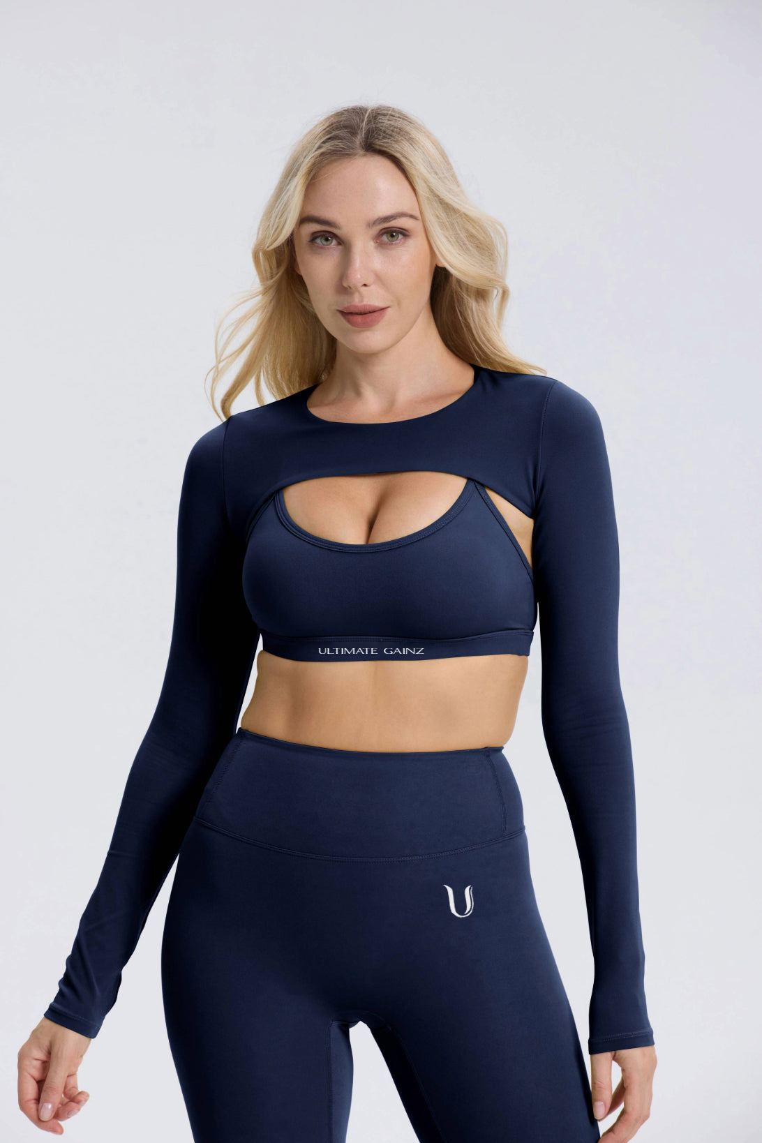 Hailey | Long Sleeve Crop Top - NavyBlue