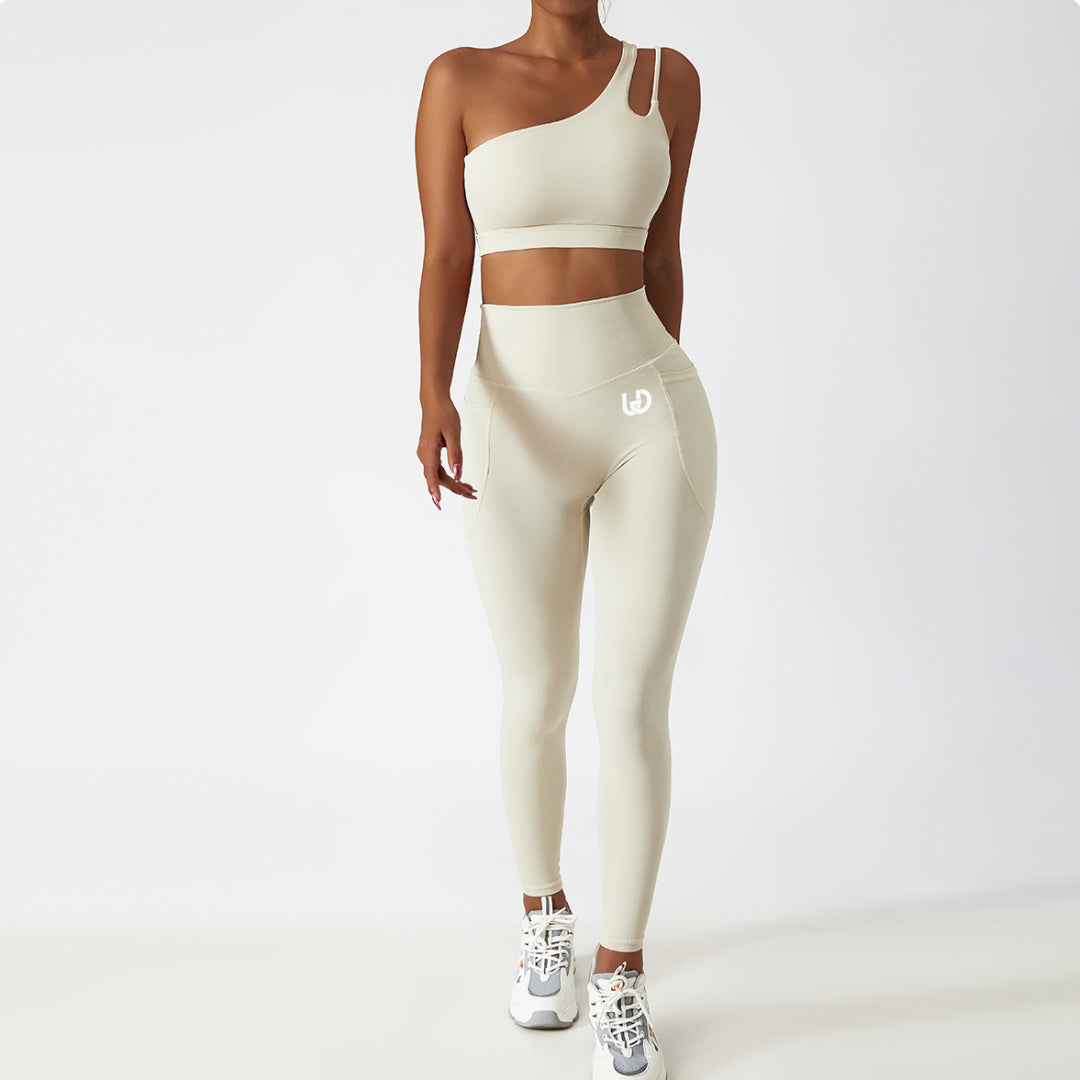 Palmer | Legging Met Zakken Ivory - Ultimate Gainz